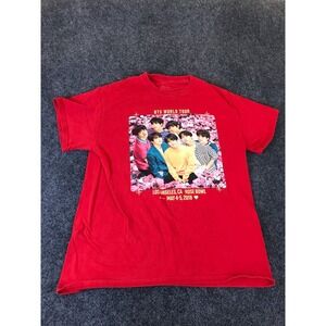 Big Hit Tee Shirt Men's M Red BTS World Tour Los Angeles Rose Bowl Graphic Print